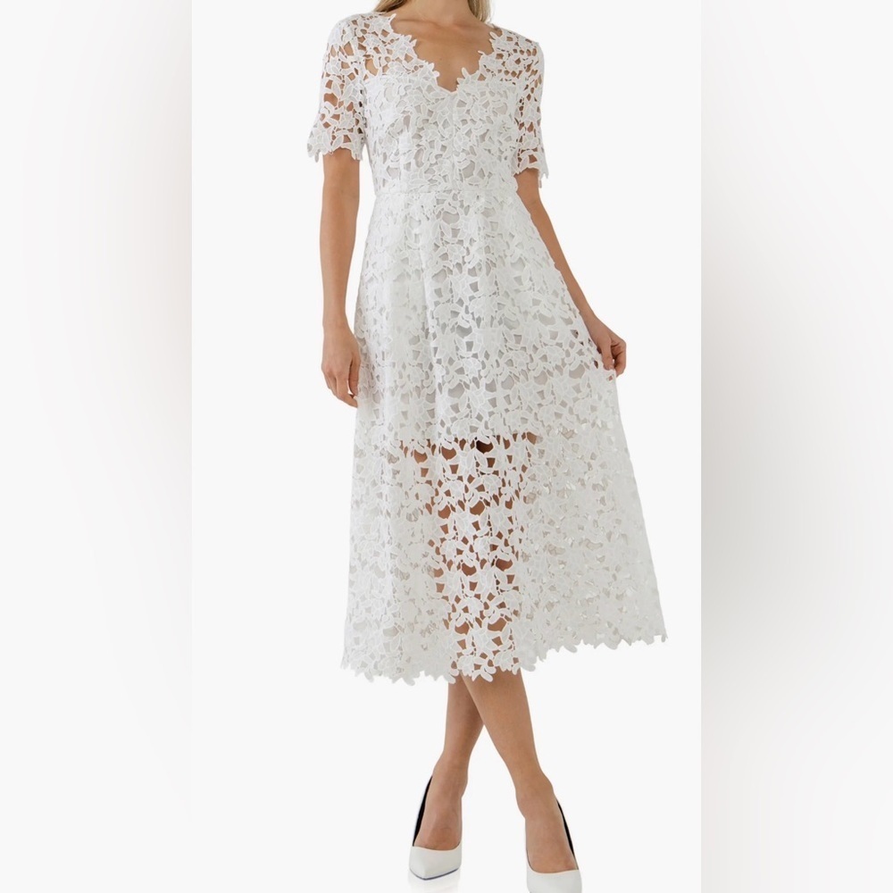 NWOT Endless Rose White Lace dress size M